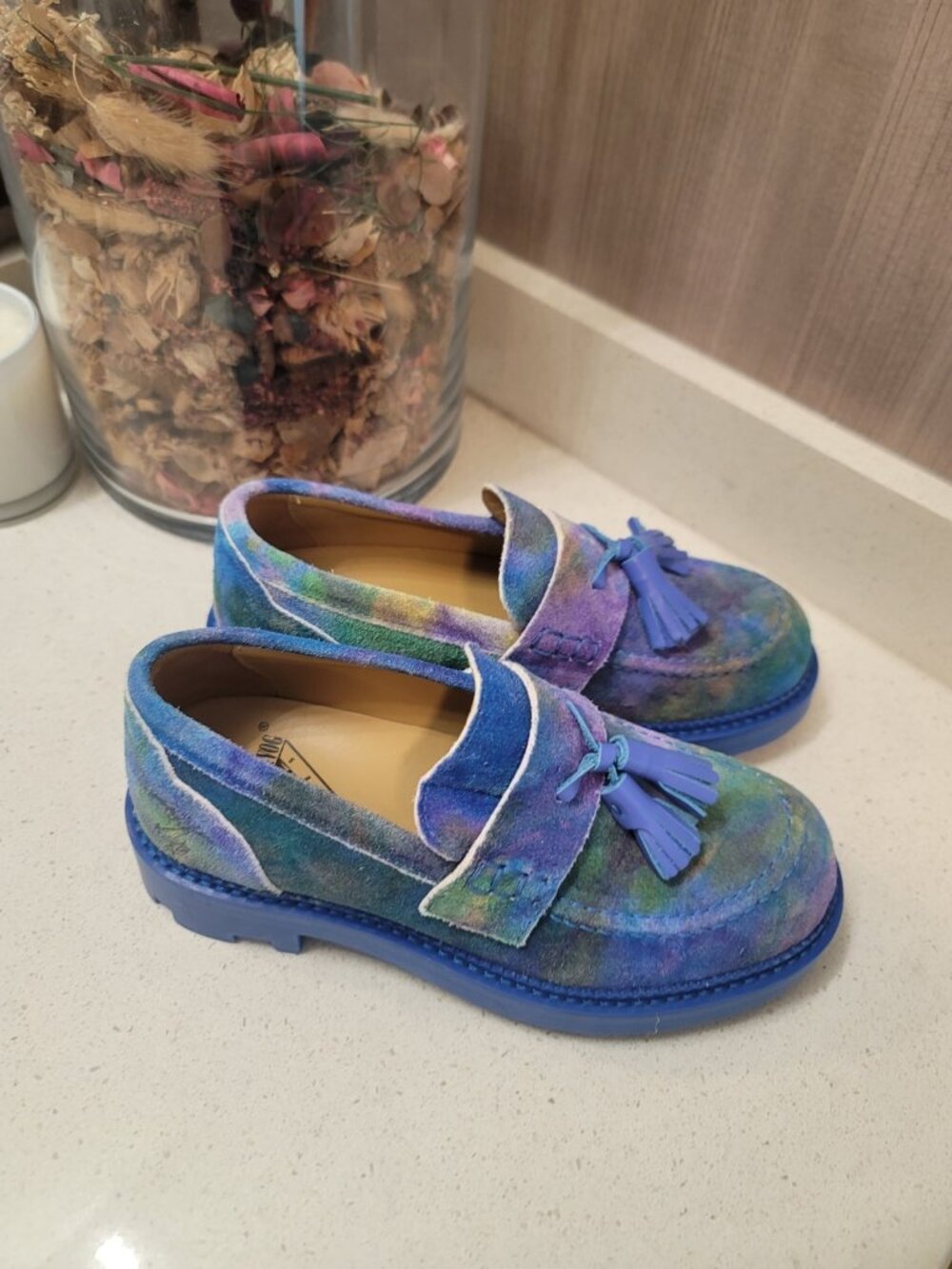 John Fluevog 7th Heaven Lindy Shoes Women Sz 6 Blue/Multicolor - Picture 5 of 9